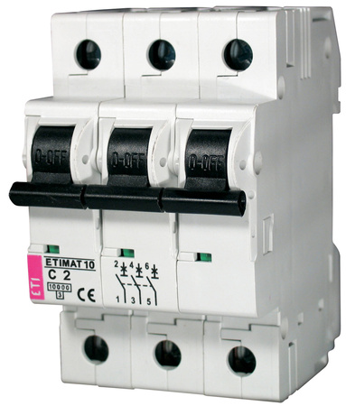 ETI Wyłącznik nadprądowy ETIMAT10 3P 10kA C 2A 002135708