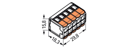 WAGO Złączka instalacyjna otwierana 10-przewodowa do linek i drutów 0,5-4 mm² 32A 221-420