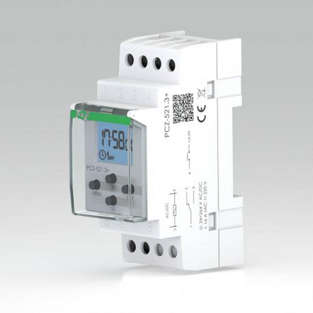 F&F Zegar programowalny tygodniowy PCZ-521.3 PLUS zasilanie: 24÷264 V AC/DC, wejście do przycisku, NFC