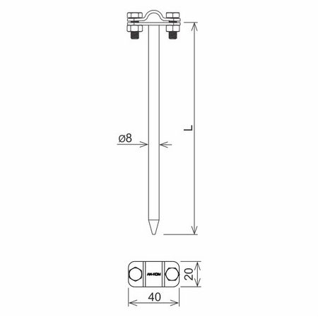 AN-KOM Uchwyt wb. na drut Z-śruba fi8 L=25cm,B-25mm /AN-36/OG/