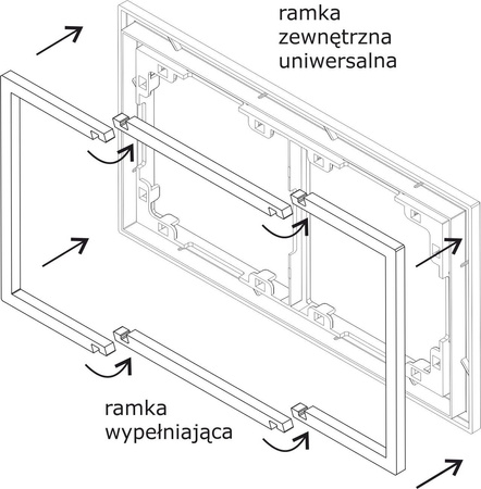 DECO Ramka wypełniająca podwójna srebrny metalik