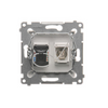 Gniazdo antenowe typu "F" + RJ45 kat.6 (moduł); biały