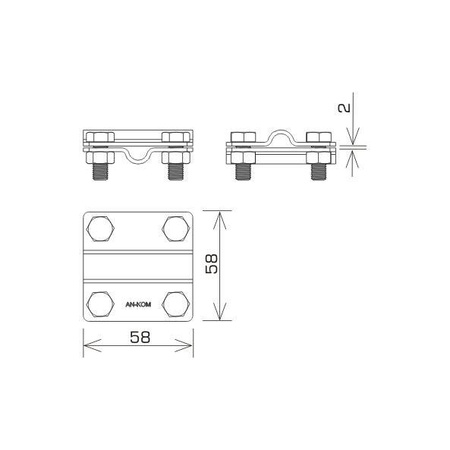 AN-KOM Złącze krzyżowe /małe/ B=30mm 2 płytki 4xM8 AN-04/OH