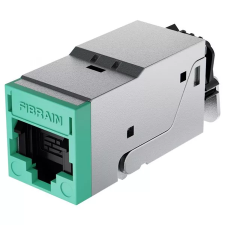 Moduł przyłączeniowy FibrainDATA, RJ45/s, kat.6A, turkusowa osłona przeciwkurzowa, bez adaptera montażowego XR200
