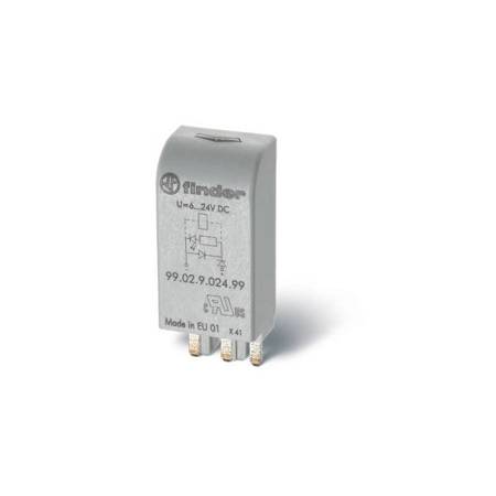 FINDER Moduł sygnalizacji LED i zabezpieczenia przeciwprzepięciowego EMC (warystor), LED zielony 6-24V AC/DC; 99.02.0.024.98