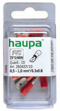 HAUPA Wsuwka konektorowa izolowana 0,5-1,0/6,3x0,8 czerwona PVC 260422/10