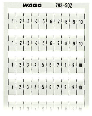 Tabliczka z oznacznikami WMB z nadrukiem 1...10 (10x) nadruk poziomo do montażu zatrzaskowego 793-502