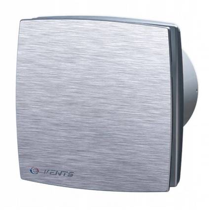 VENTS Wentylator osiowy dekoracyjny szczotkowane aluminium 100LDAT wyłącznik czasowy 1-25min., średnica: Ø100mm; wydajność: 88m³/h; 14W 230V AC